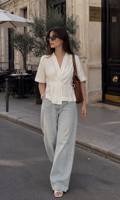 Dove Grey Side-Tie Blouse