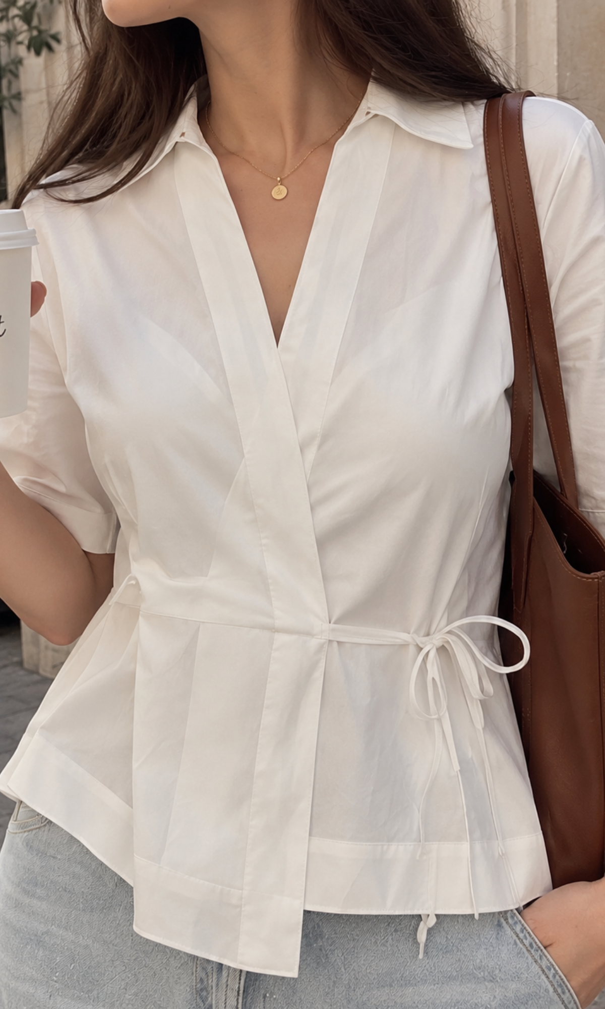 Dove Grey Side-Tie Blouse