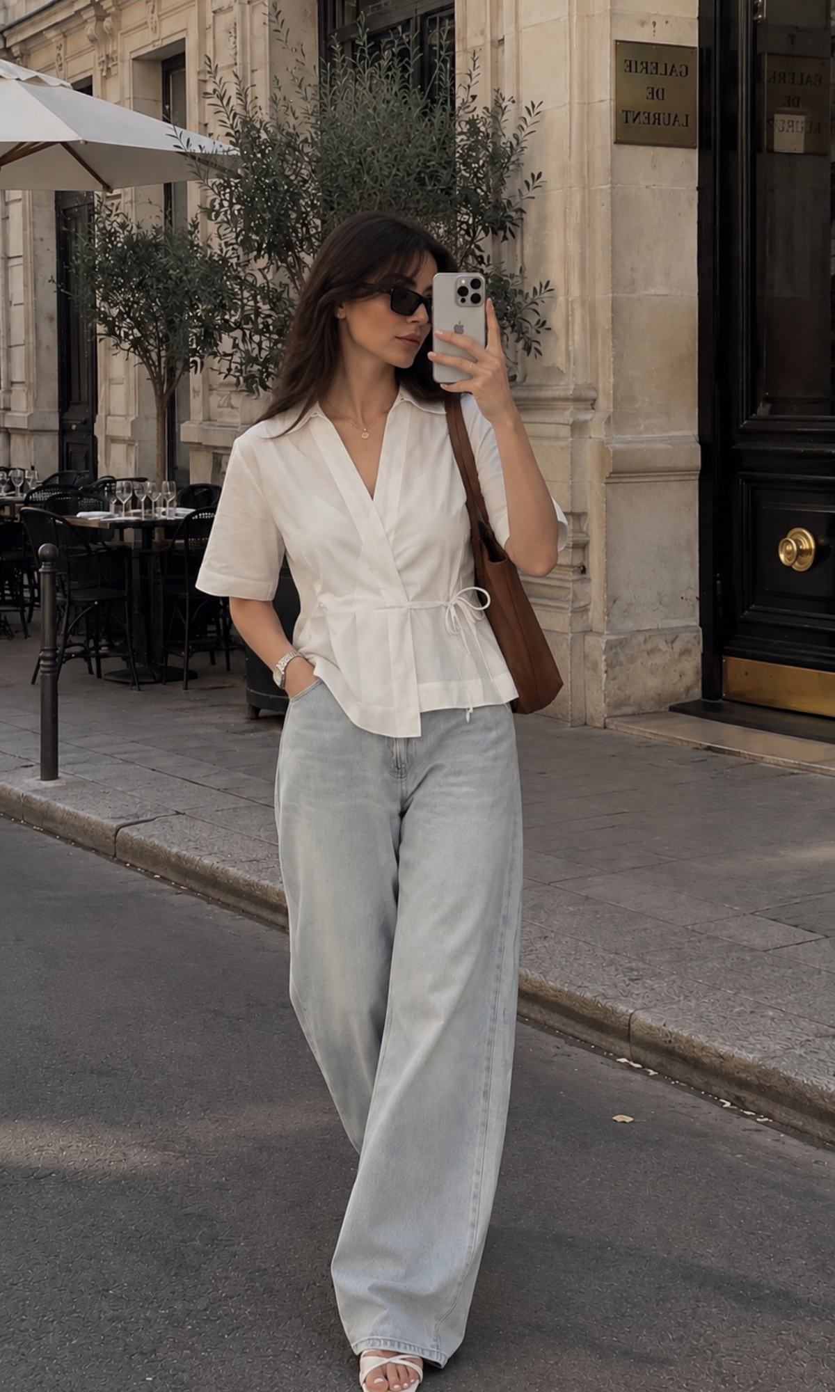 Dove Grey Side-Tie Blouse