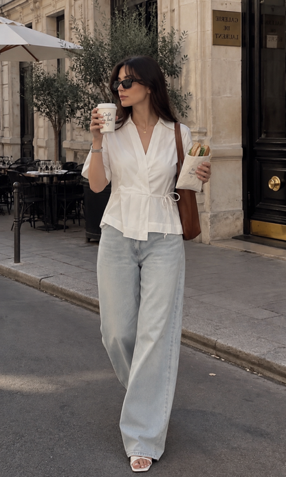Dove Grey Side-Tie Blouse