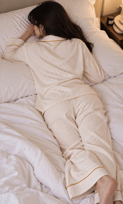 Orange Striped Pajama Set