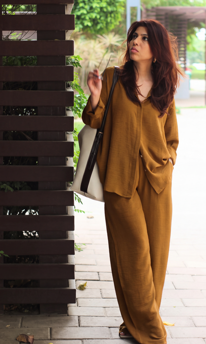 Mocha Relaxed Shirt & Pants Set