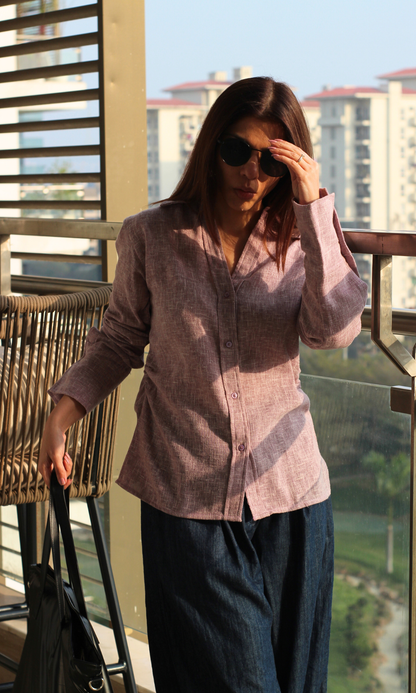 Soft Lavender Weave Side Cinch Shirt