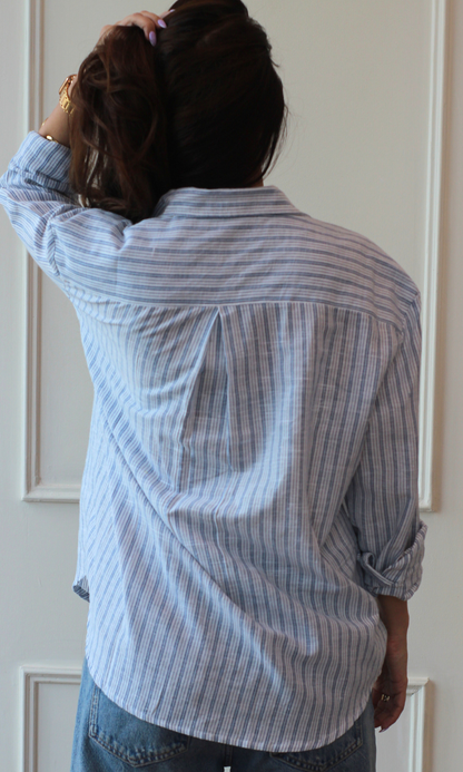 Frosted Blue Linear Striped Shirt