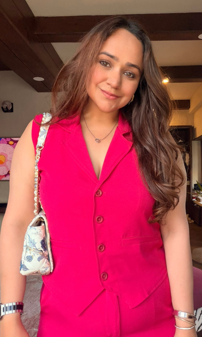 Hot Pink Waist Coat and Pants Co-ord