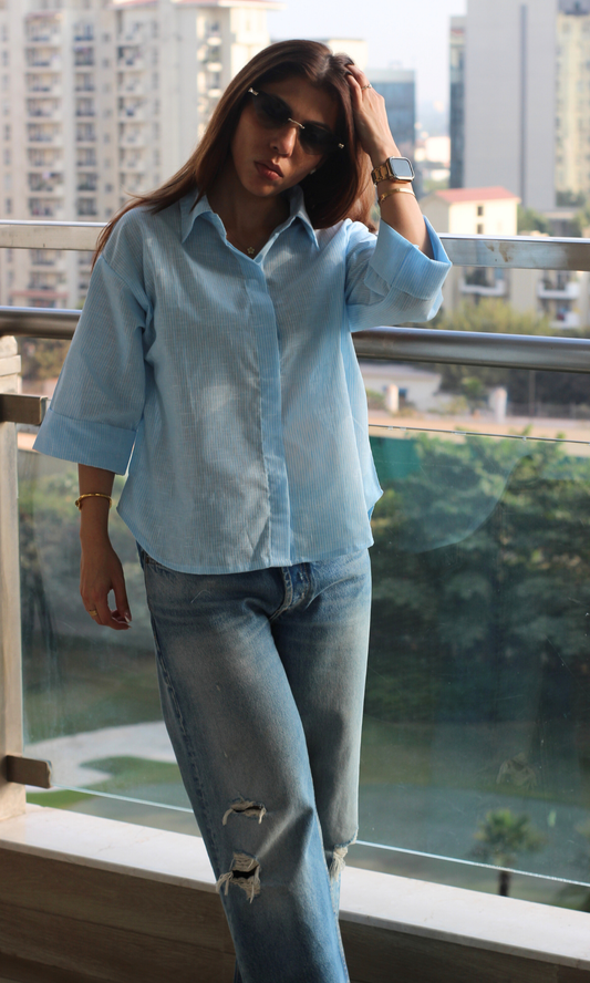Cloud Stripe Loose Shirt