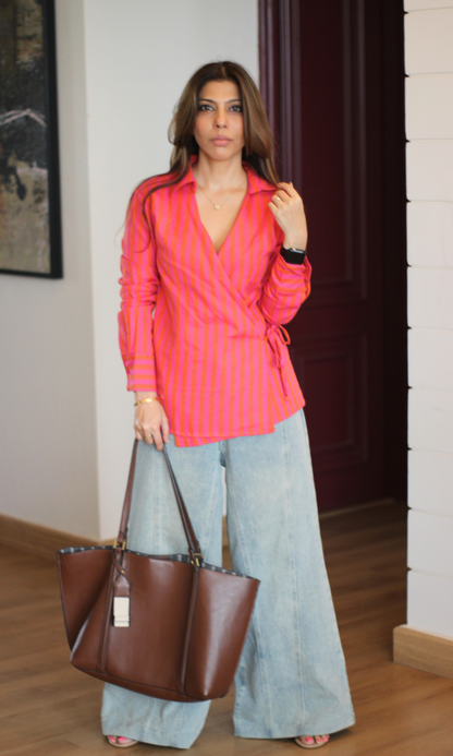Fuchsia Sunset Wrap Top