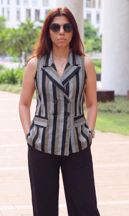 Charcoal Double-Breasted Waistcoat