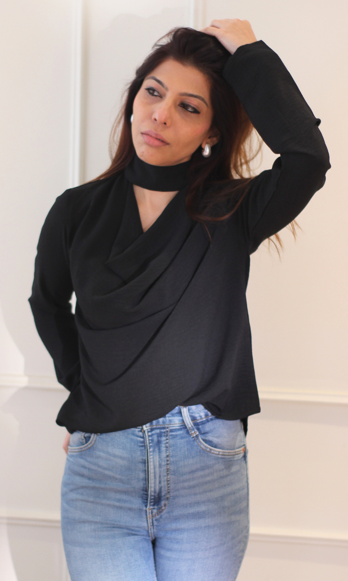 Midnight Choker Cowl Top