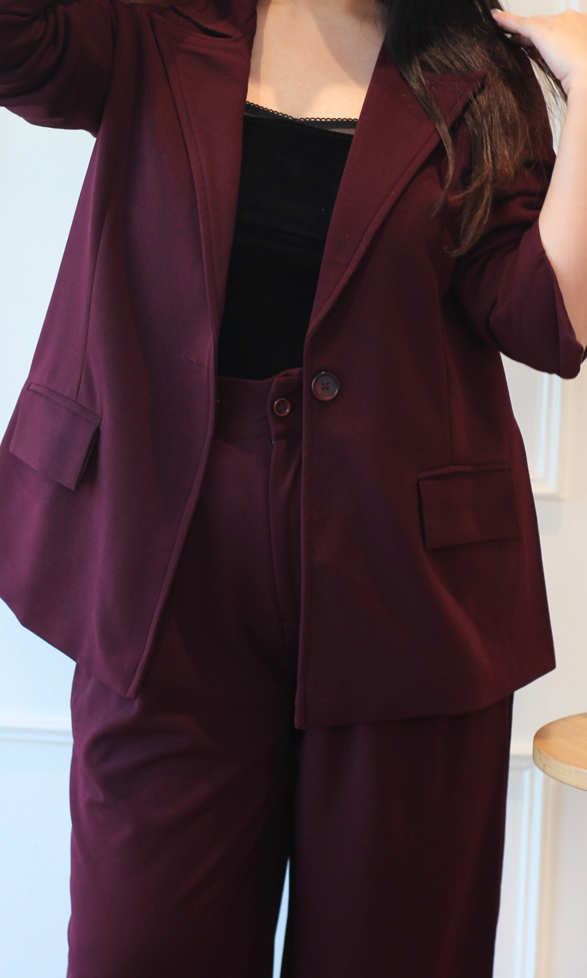 Deep Shiraz Oversized Blazer with Korean Pants Co-ord