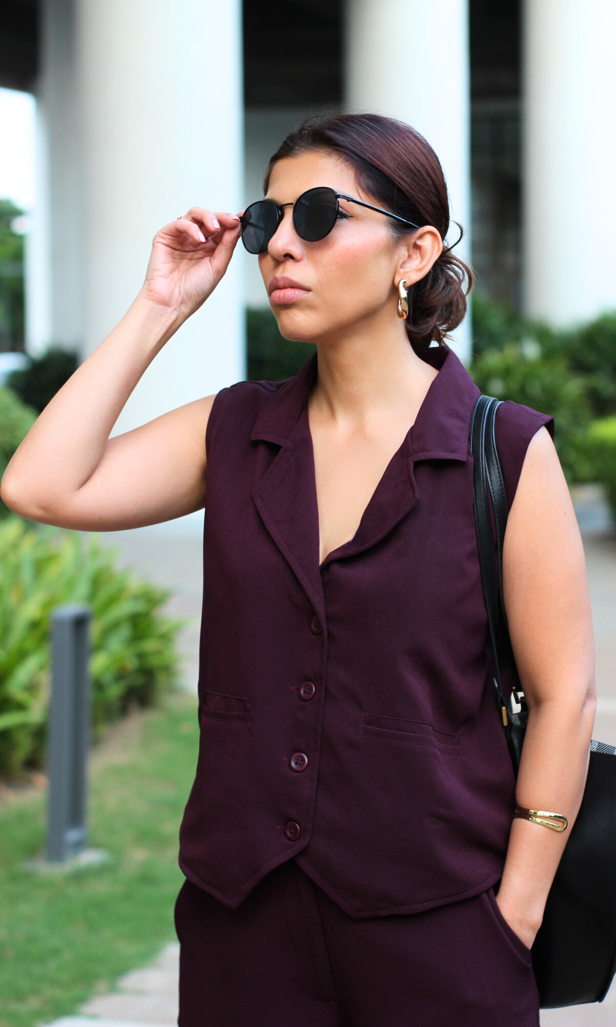 Wine Collared Waist Coat and Pants