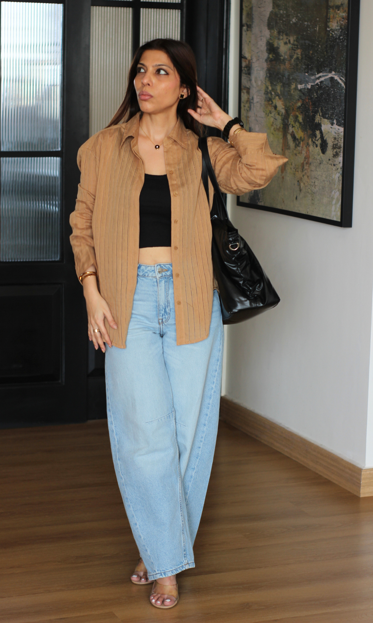 Beige Line Semi-Sheer Shirt