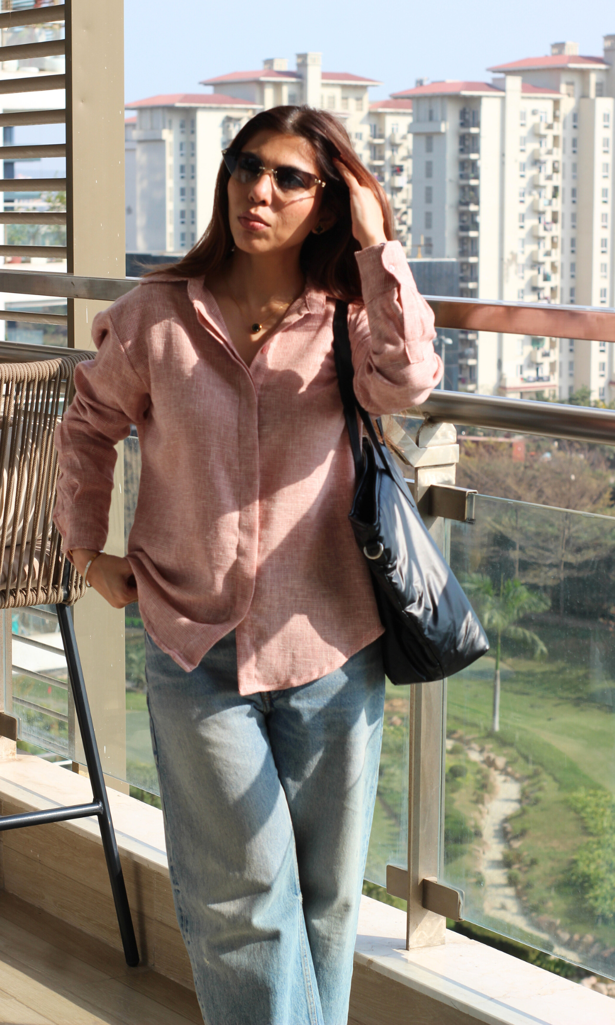 Rose Micro-Check Weave Shirt