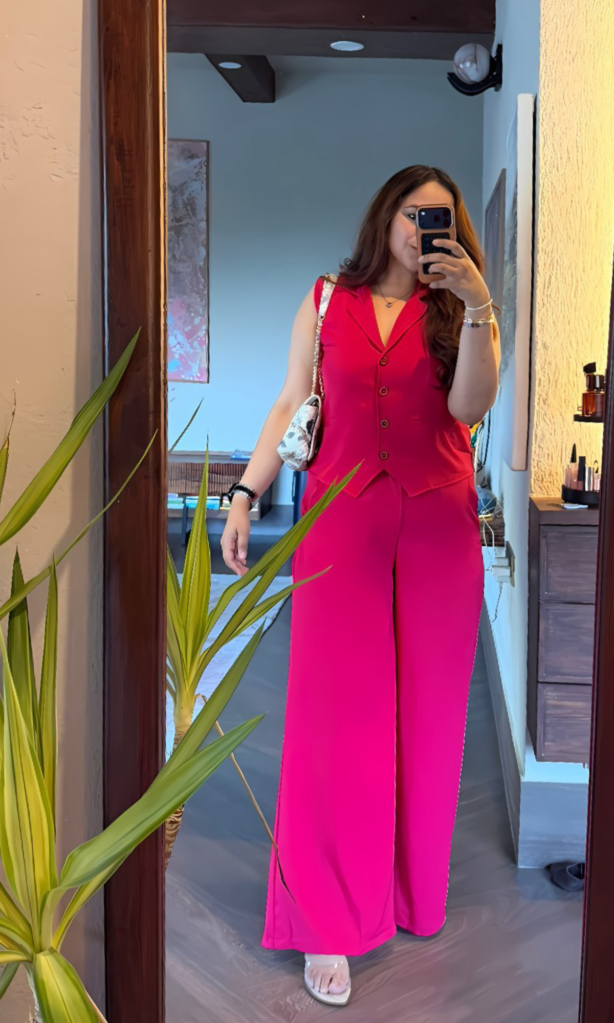 Hot Pink Waist Coat and Pants Co-ord