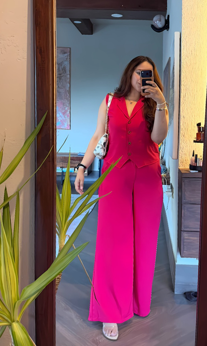 Hot Pink Waist Coat and Pants Co-ord
