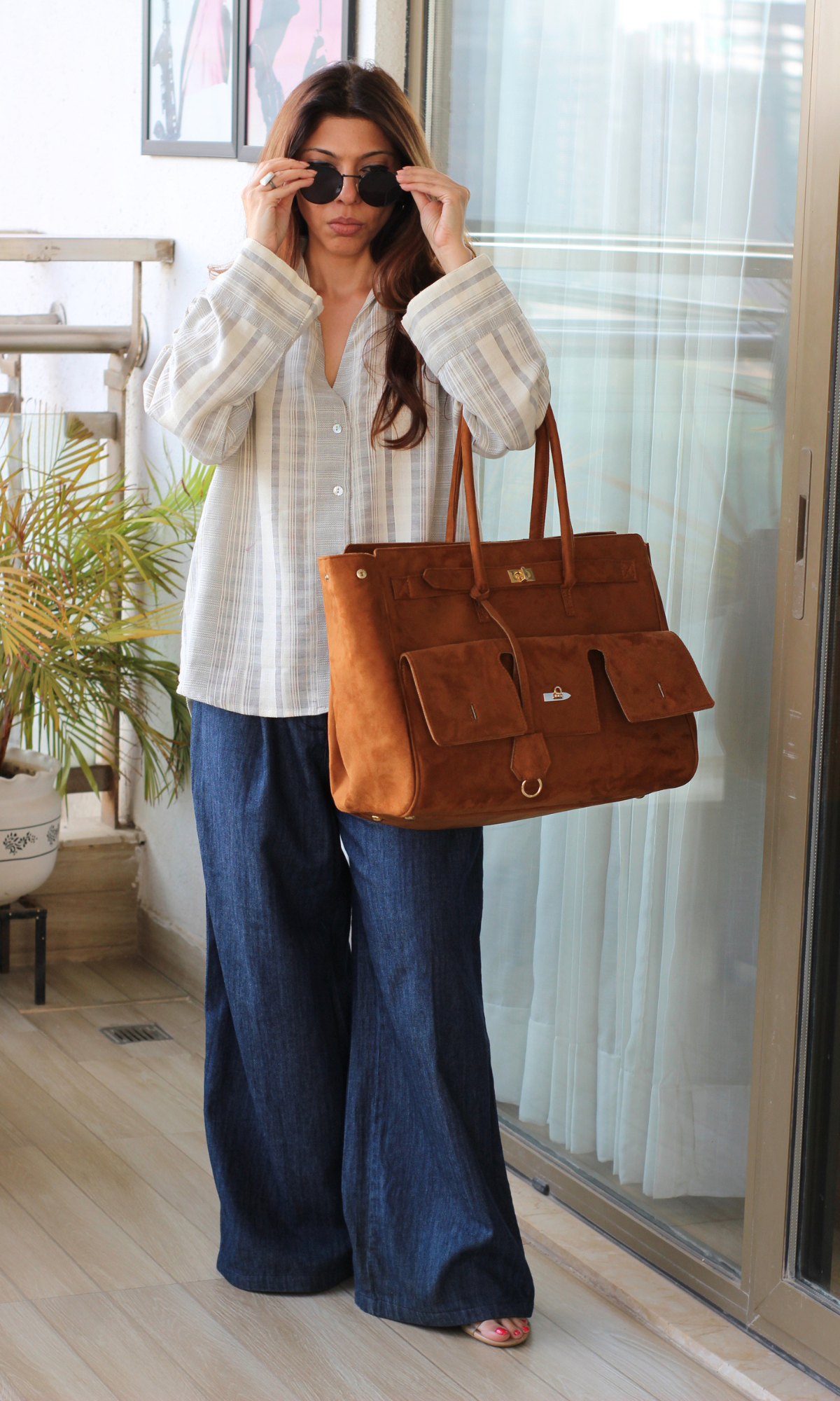 Ivory Linear Cotton Loose Shirt