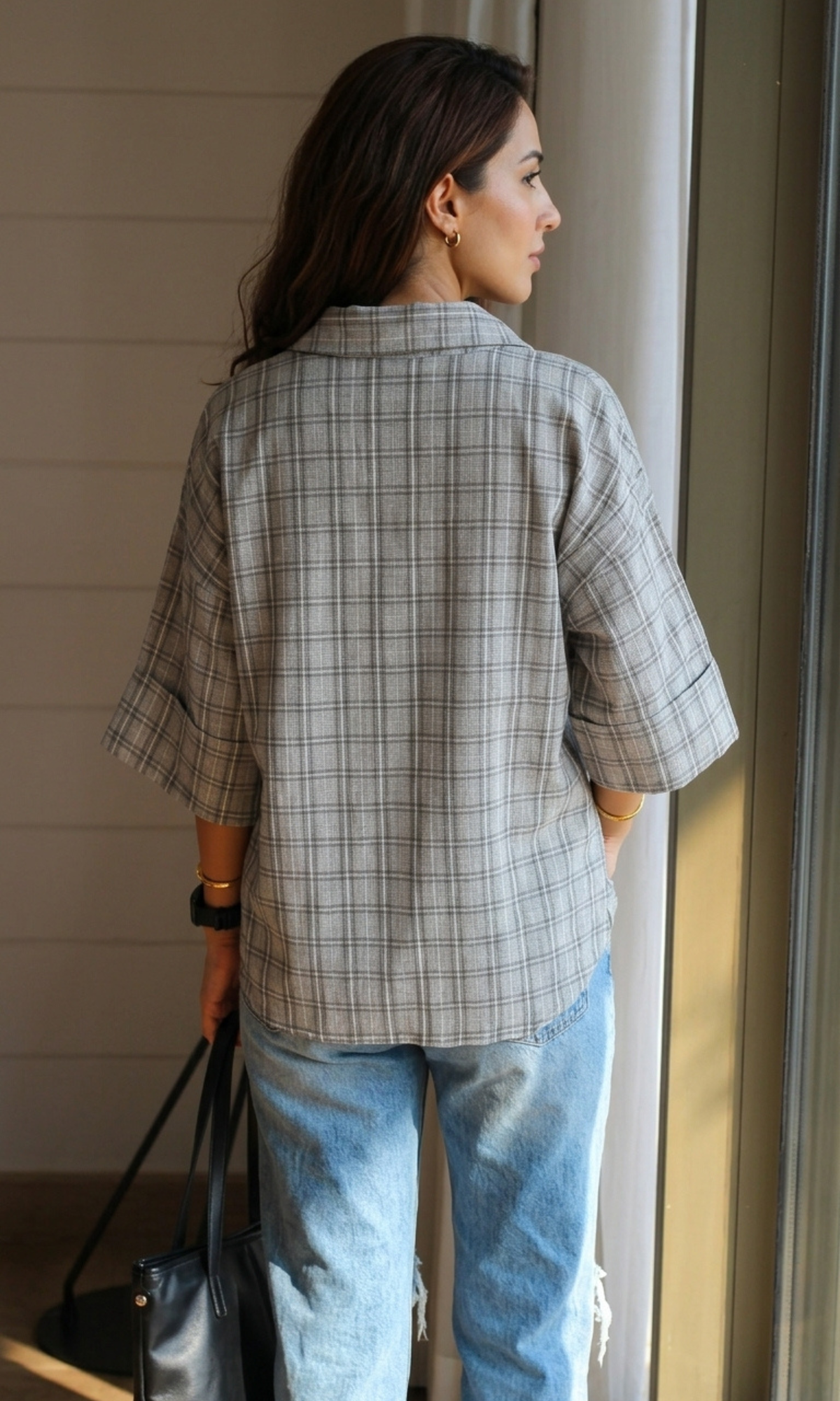 Grey Check Loose Shirt