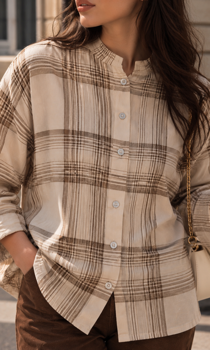 Brushed Check Boyfriend Shirt