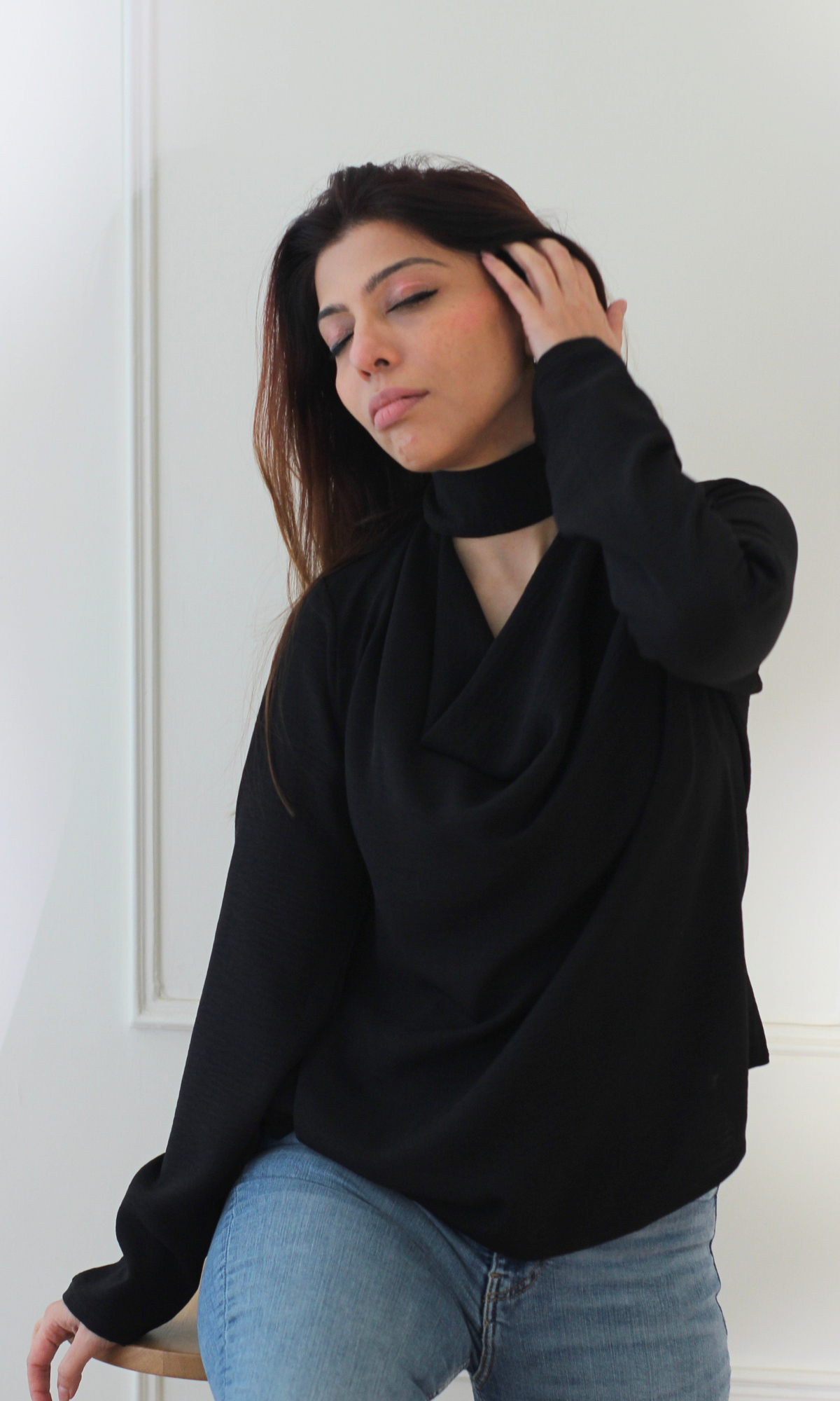 Midnight Choker Cowl Top