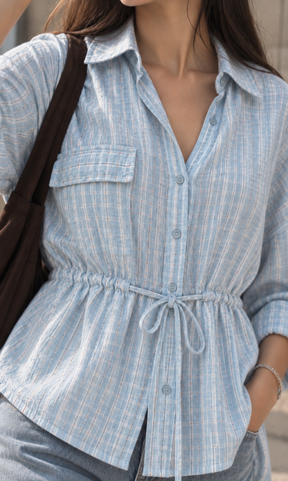 Powder Blue Striped Safari Shirt