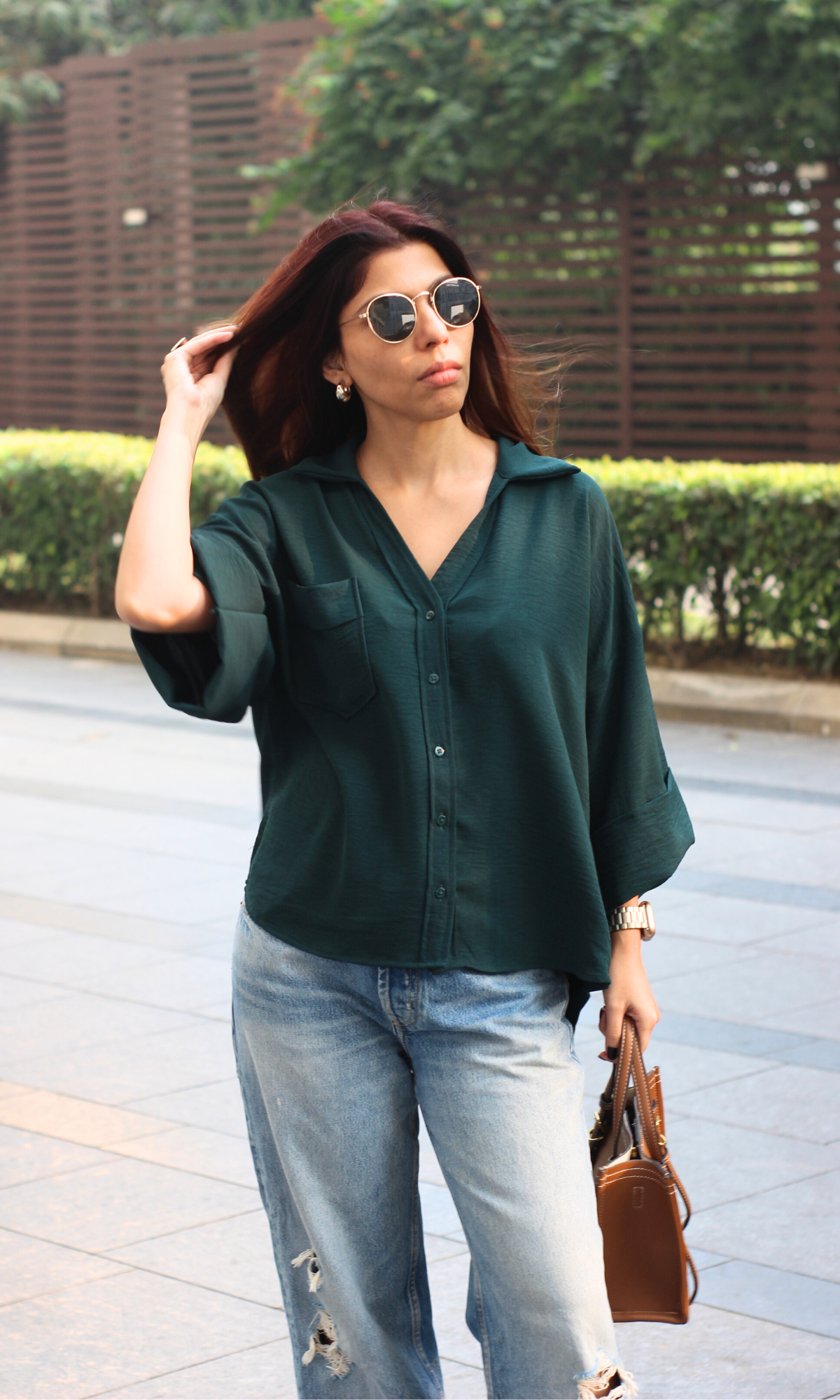 Midnight Green Flowing Shirt