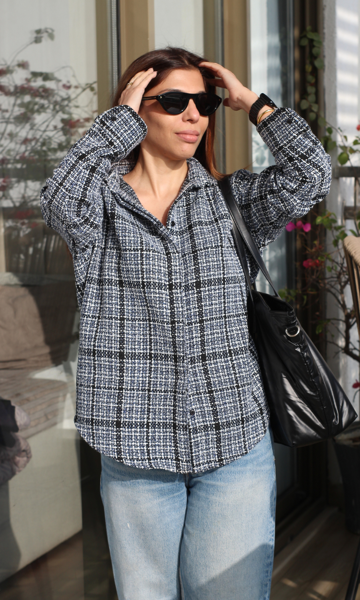 Blue Check Tweed Overshirt