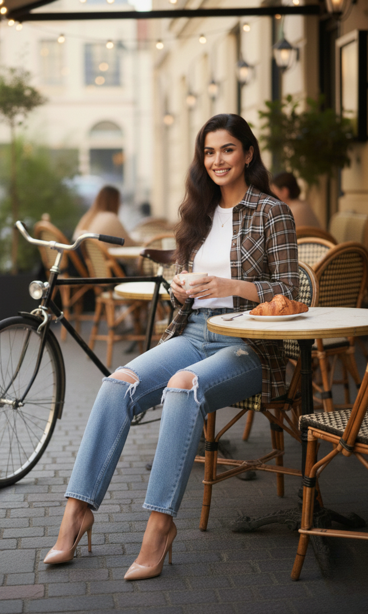 Warm Mocha Plaid Checked Shirt