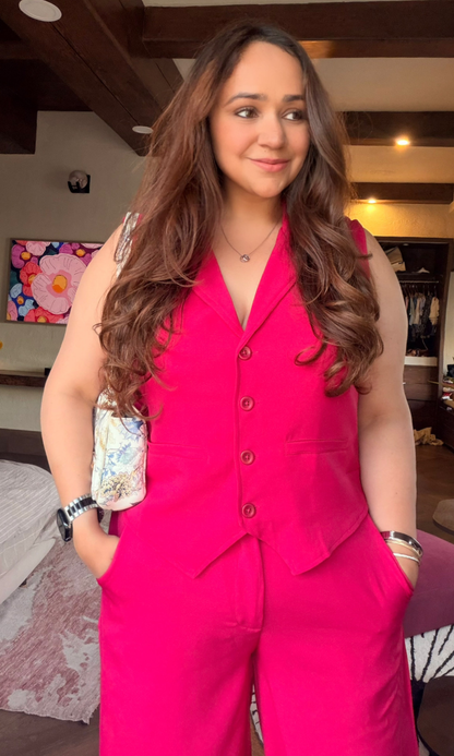 Hot Pink Waist Coat and Pants Co-ord
