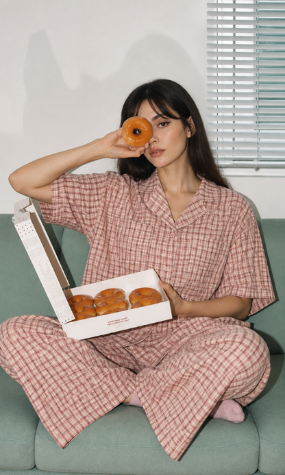 Camel Check Pajama Set