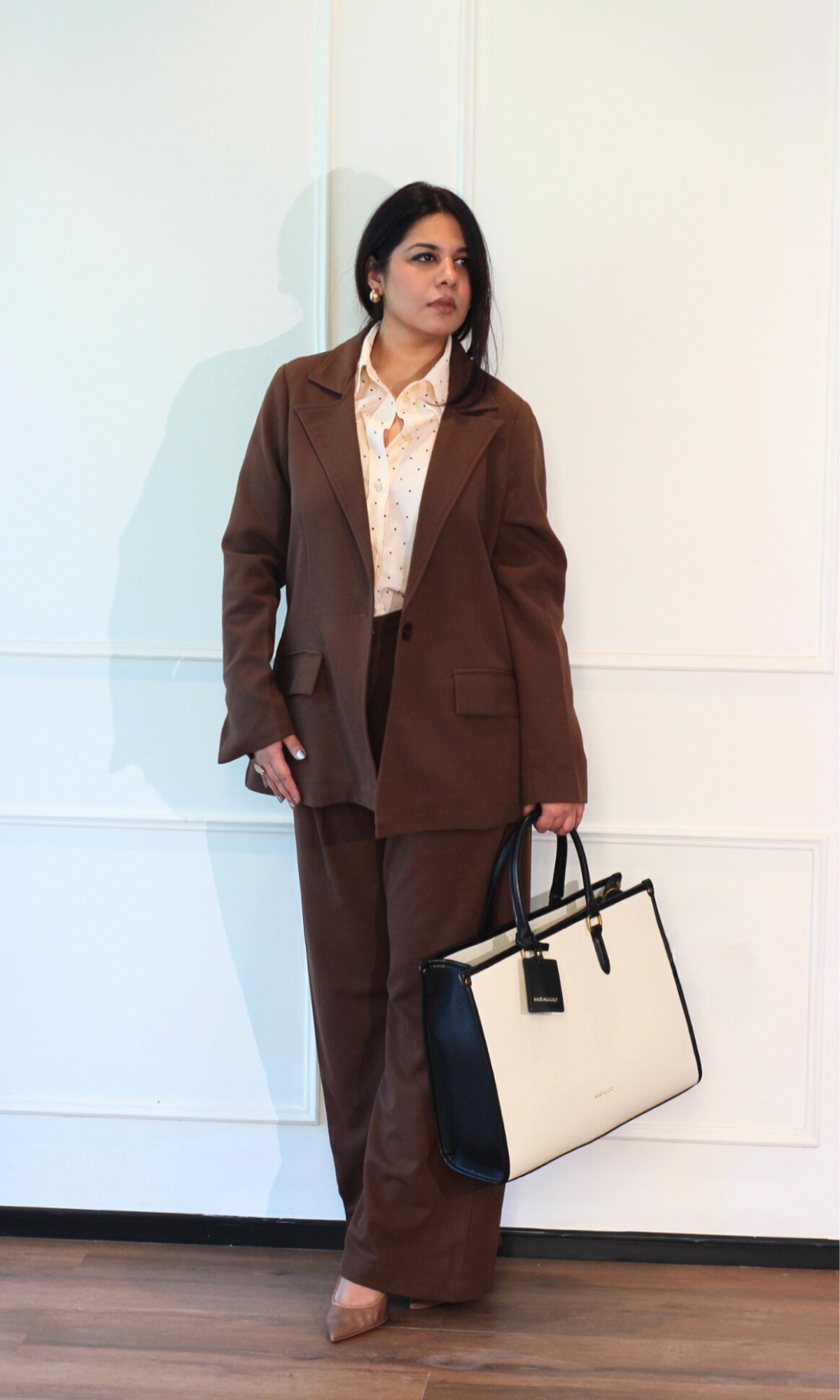 Sepia Brown Oversized Blazer with Korean Pants Co-ord