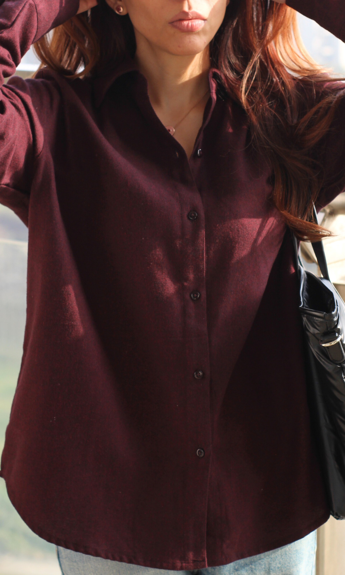 Burgundy Brushed Overshirt