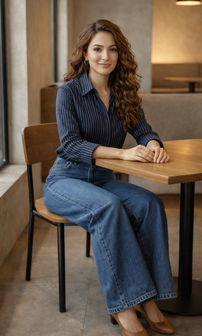 Navy Blue Stripe Shirt