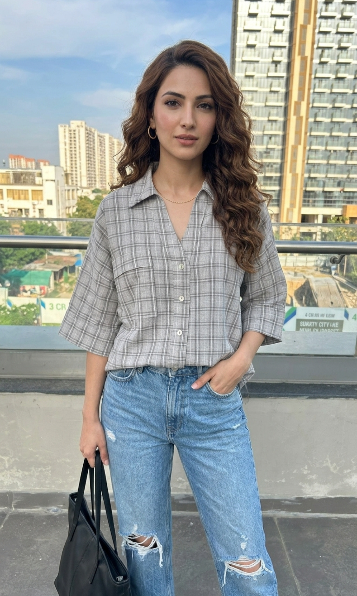 Grey Check Loose Shirt