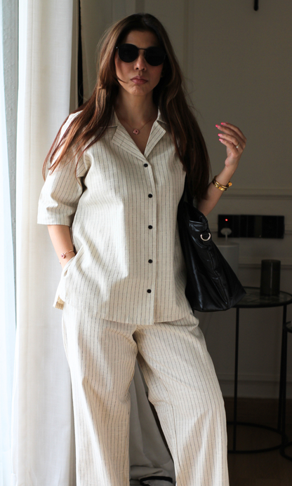 Tailored Oatmeal Stripe Set