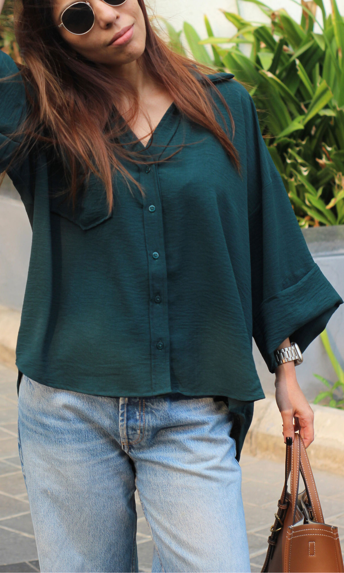 Midnight Green Flowing Shirt