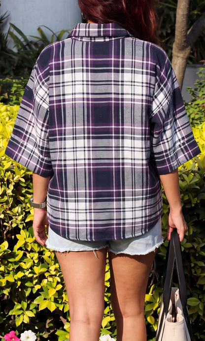 Violet Check Loose Shirt
