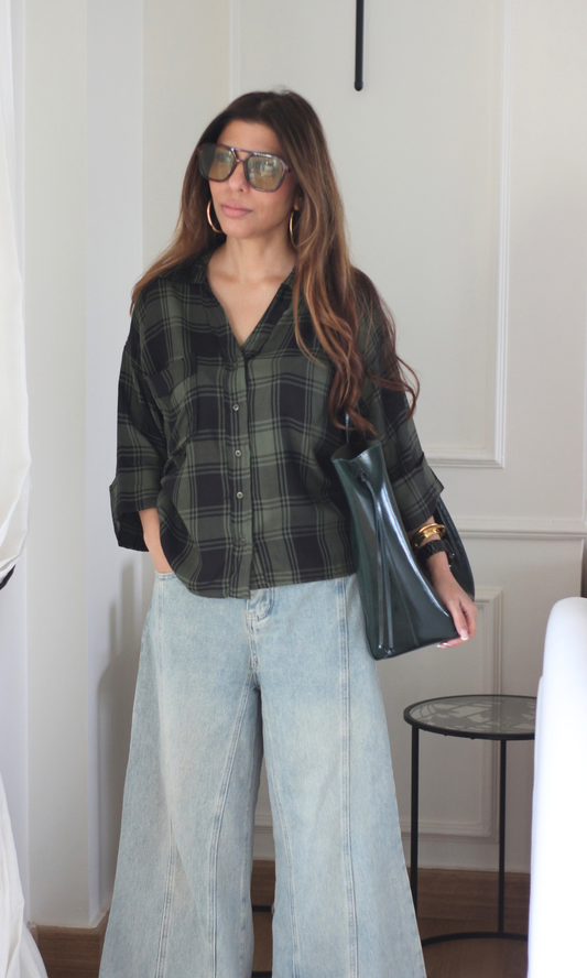 Olive Tartan Camp Shirt
