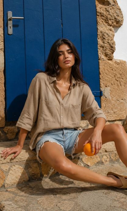 Tobacco Twin Pocket Boxy Shirt