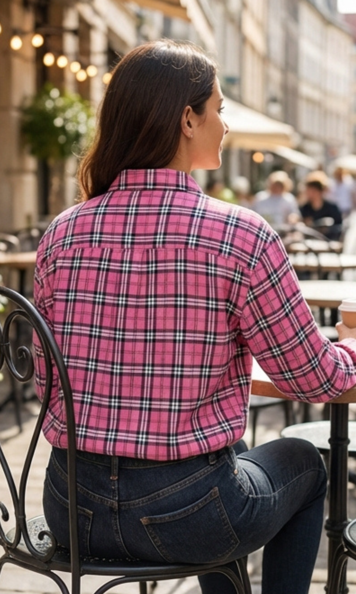 Pink-Black Plaid Cotton Shirt