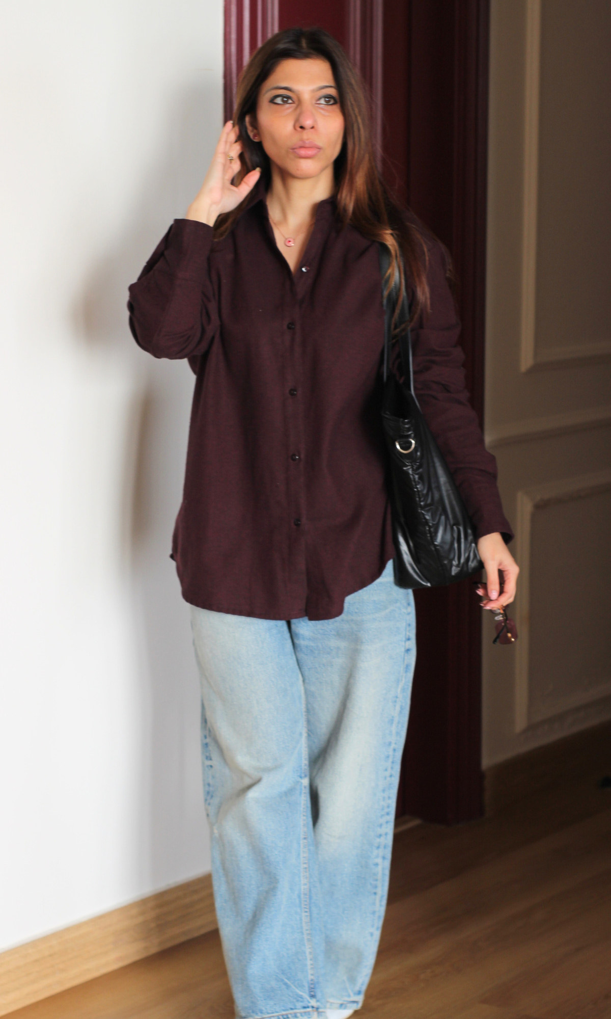 Burgundy Brushed Overshirt