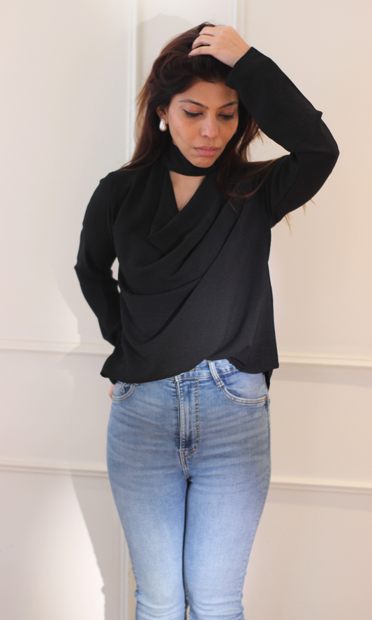 Midnight Choker Cowl Top