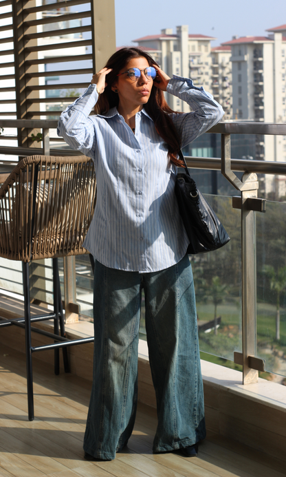 Sky Pinstripe Structured Shirt