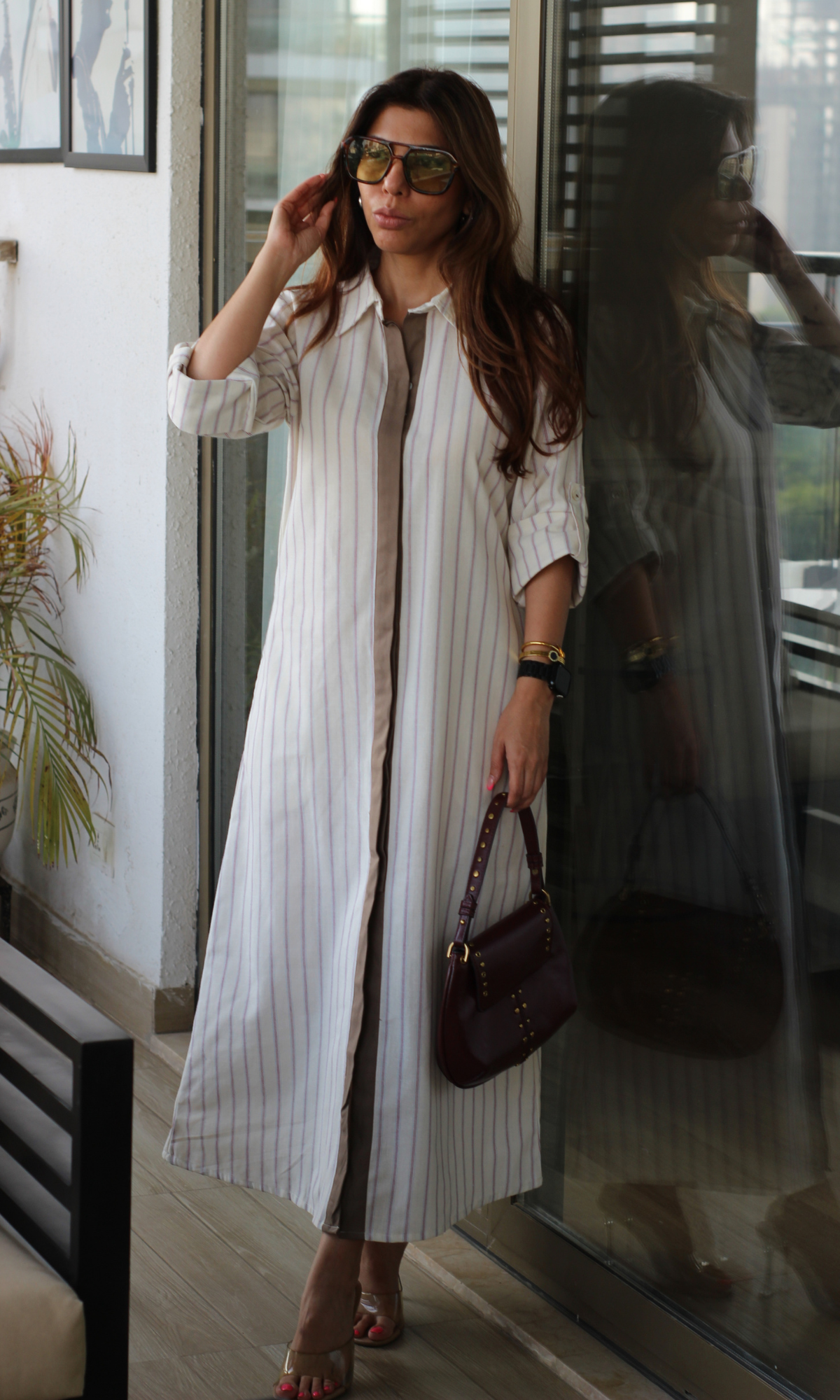 Striped Contrast Shirt Dress