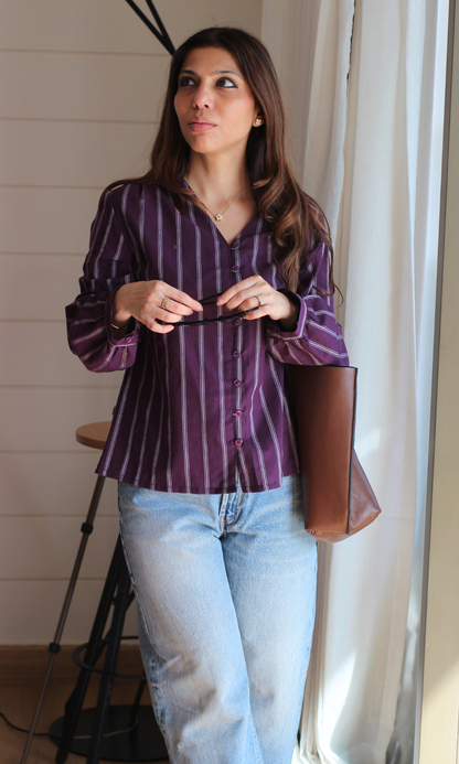 Plum Line Buttoned Top