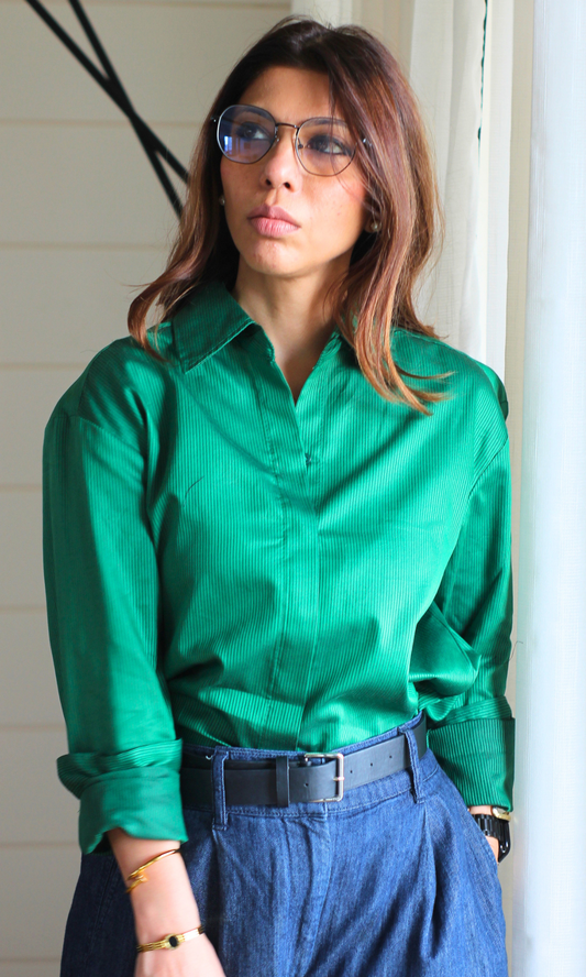 Kelly Silk Striped Loose Shirt