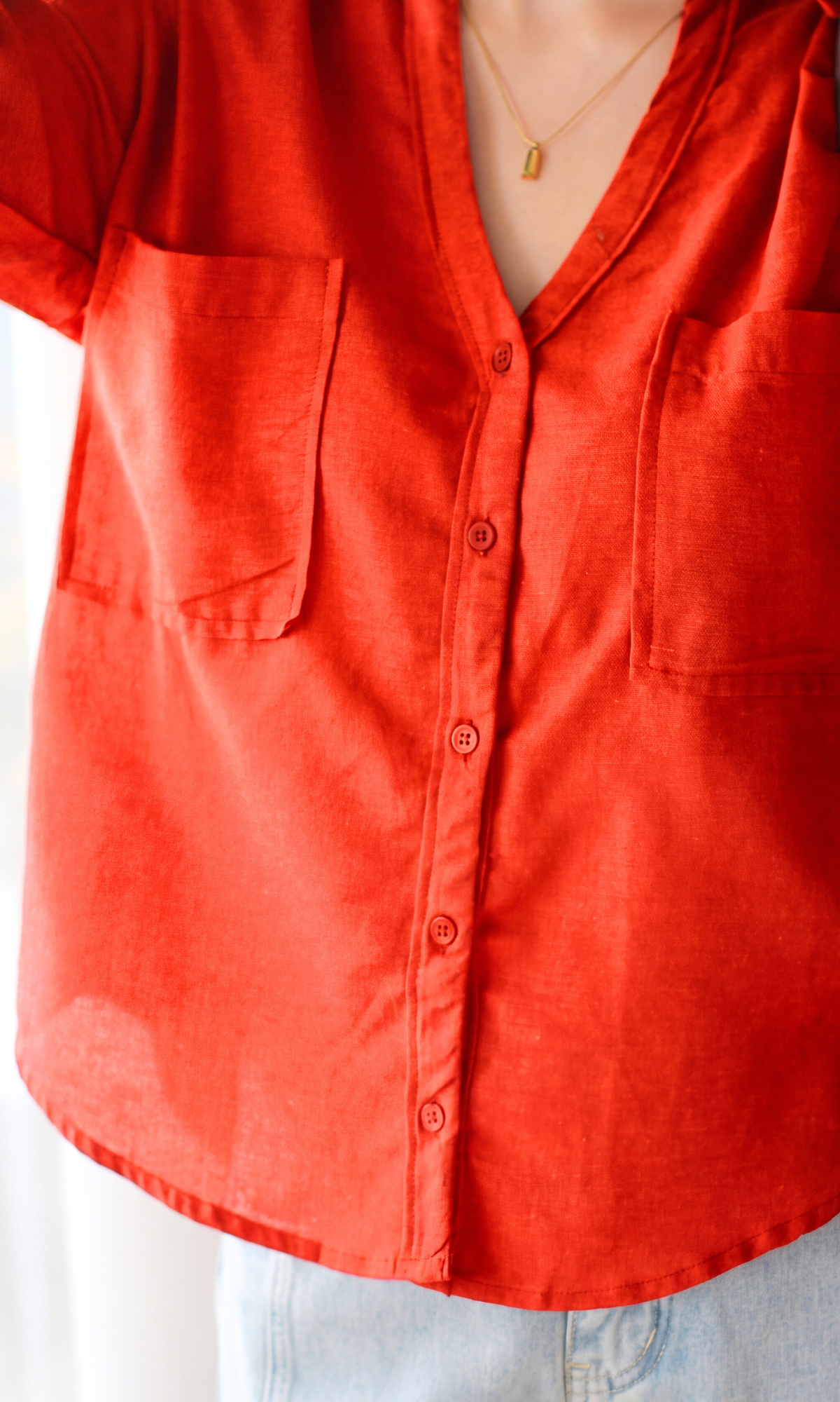 Tangerine Pocket Detail Shirt
