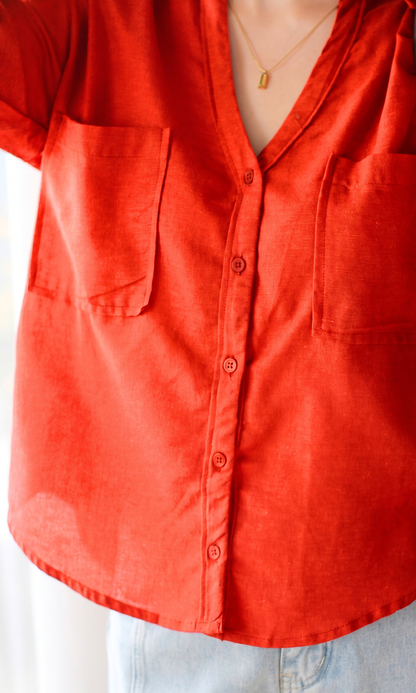 Tangerine Pocket Detail Shirt