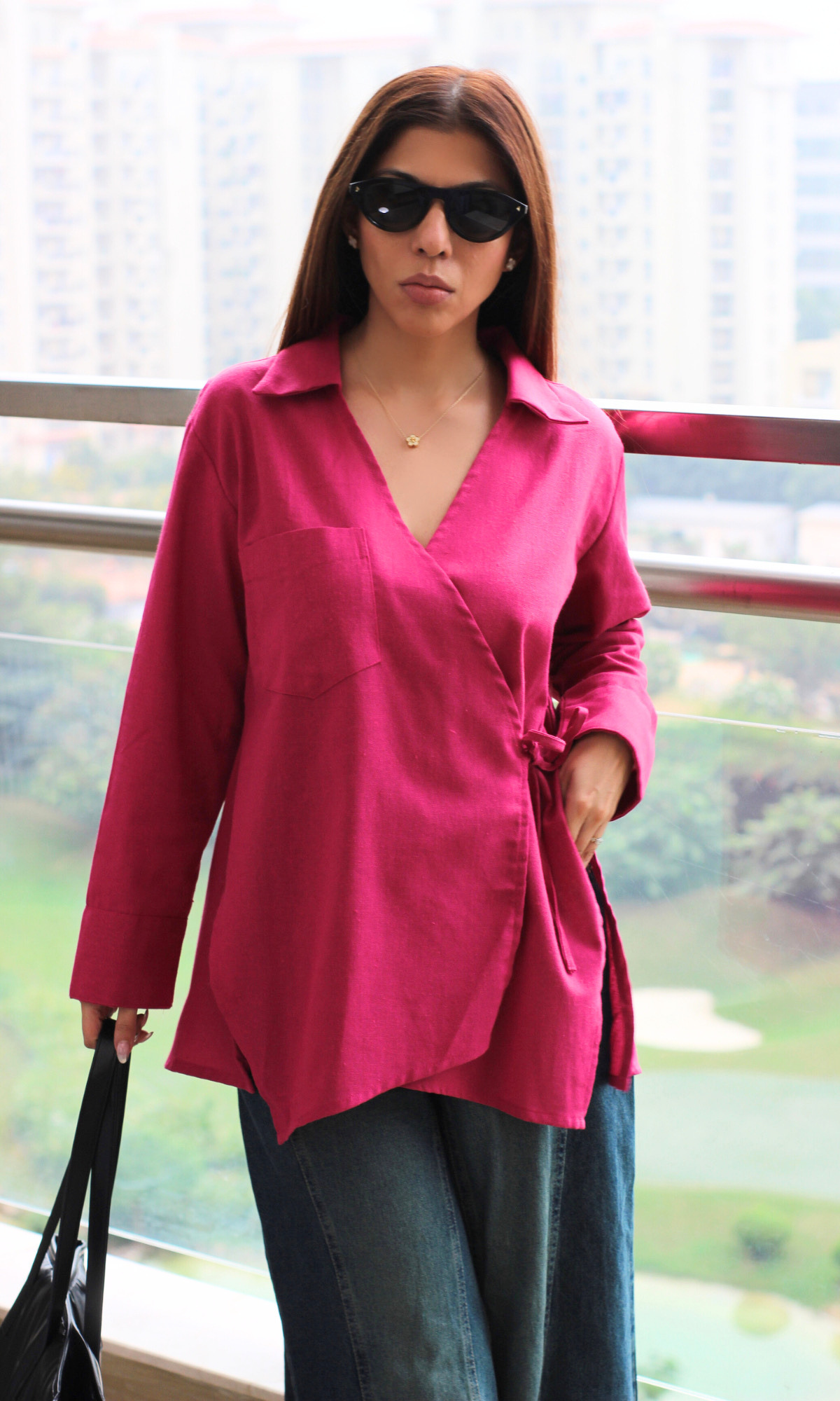 Pink Poplin Cuts Kimono