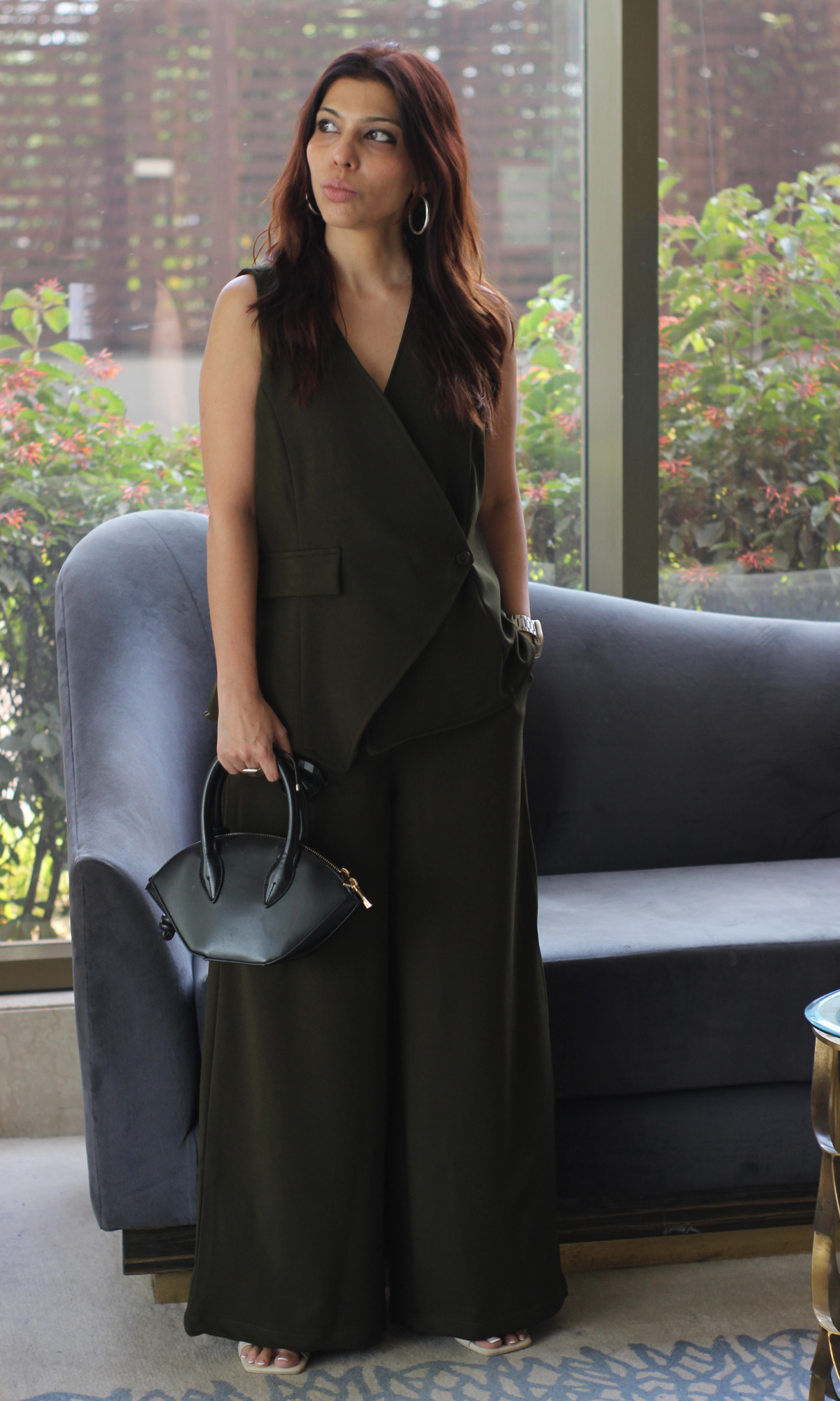 Dark Olive Side Waist Coat and Pants