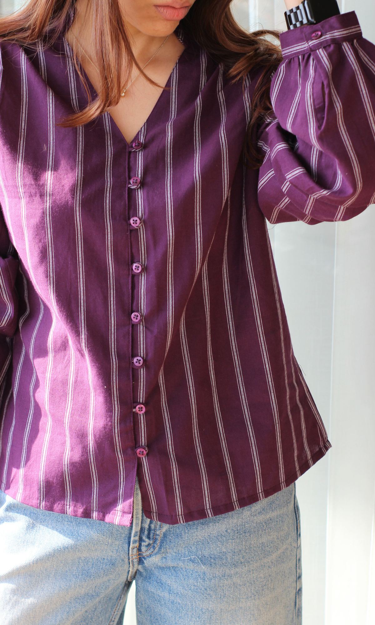 Plum Line Buttoned Top